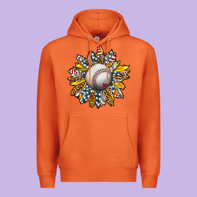 Baseball Sunflower Premium Hoodie Designed By Cowhidedigitalart