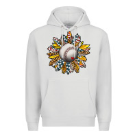 Dove Grey Baseball Sunflower Premium Hoodie - CowhideDigitalArt