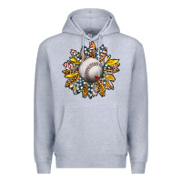 Heather Grey Baseball Sunflower Premium Hoodie - CowhideDigitalArt