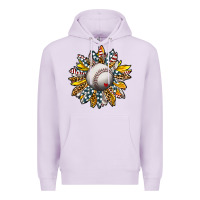 Lilac Baseball Sunflower Premium Hoodie - CowhideDigitalArt