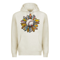 Oatmeal Heather Baseball Sunflower Premium Hoodie - CowhideDigitalArt