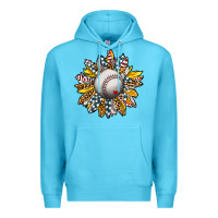 Ocean Blue Baseball Sunflower Premium Hoodie - CowhideDigitalArt