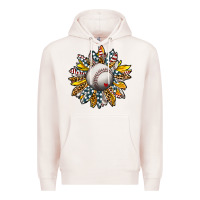 Pale Pink Baseball Sunflower Premium Hoodie - CowhideDigitalArt