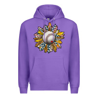 Purple Baseball Sunflower Premium Hoodie - CowhideDigitalArt
