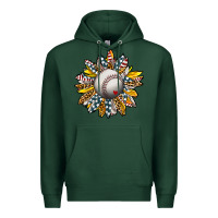 Sports Green Baseball Sunflower Premium Hoodie - CowhideDigitalArt