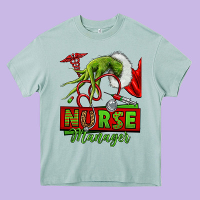 Grinch Hand Nurse Manager Heavy Core Tee Designed By Nancycooperartshop