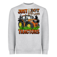 Heather Grey just a boy who loves tractors Heavyweight Sweatshirt - BarkalooDesign
