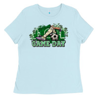 Baby Blue Game day soccer Ladies Tee - HowdyJamesFarm