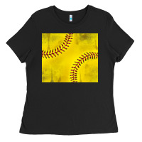 Black distressed softball pattern Ladies Tee - TumblerDesignByShophia
