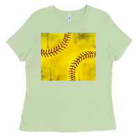 Distressed Softball Pattern Ladies Tee | Teevron