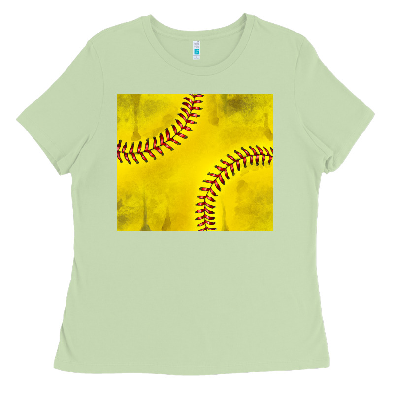 Distressed Softball Pattern Ladies Tee by TumblerDesignByShophia | Teevron