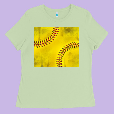 Distressed Softball Pattern Ladies Tee Designed By Tumblerdesignbyshophia