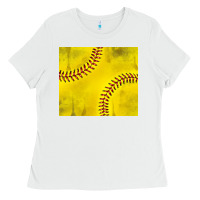 White distressed softball pattern Ladies Tee - TumblerDesignByShophia
