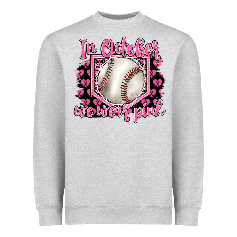 In October We Wear Pink Baseball Heavyweight Sweatshirt by BarkalooDesign | Teevron