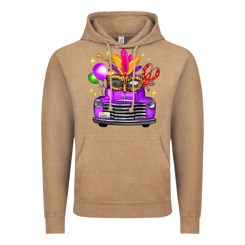 Mardi Gras Truck Leopard Mask Vintage Hoodie by FaDigitalArtStudio | Teevron