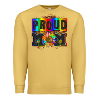Antique Gold proud mom with sunflower Premium Sweatshirt - AdoDesignShop