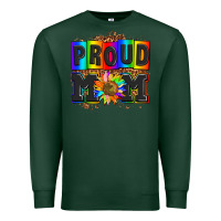 Sports Green proud mom with sunflower Premium Sweatshirt - AdoDesignShop