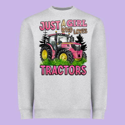 Just A Girl Who Loves Tractors Heavyweight Sweatshirt Designed By Barkaloodesign