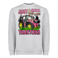 Heather Grey just a girl who loves tractors Heavyweight Sweatshirt - BarkalooDesign