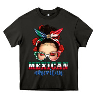 Asphalt Mexican American Messy Bun Heavy Core Tee - texasbilliewilder