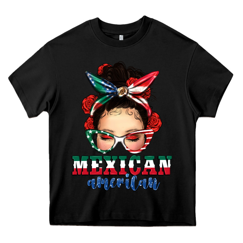 Mexican American Messy Bun Heavy Core Tee by texasbilliewilder | Teevron