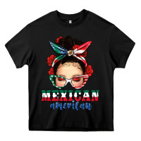 Black Mexican American Messy Bun Heavy Core Tee - texasbilliewilder
