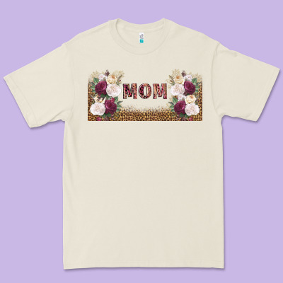 Mom Burgundy Flowers With Leopard Premium Tee Designed By Tumblerdesignbyshophia