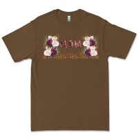 Cacao mom burgundy flowers with leopard Premium Tee - TumblerDesignByShophia