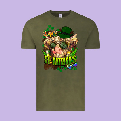 St. Patrick's Day Cow Vintage Tee Designed By Howdyjamesfarm
