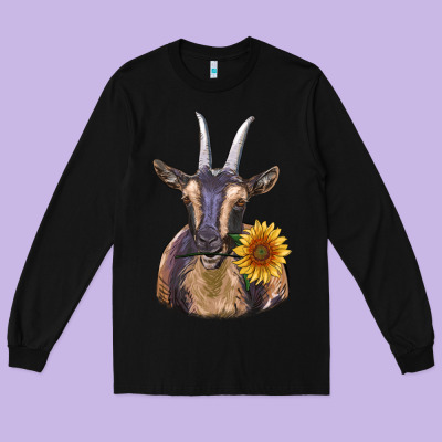 Dark Goat Long Sleeve Tee Designed By Ranaportraitstore