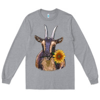 Heather Grey dark goat Long Sleeve Tee - RanaPortraitStore