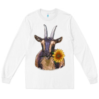 White dark goat Long Sleeve Tee - RanaPortraitStore