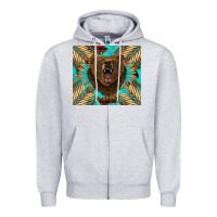 Heather Grey bear native american  tumbler Zipper Hoodie - BarkalooDesign