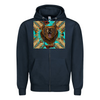 Navy bear native american  tumbler Zipper Hoodie - BarkalooDesign