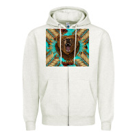 Oatmeal Heather bear native american  tumbler Zipper Hoodie - BarkalooDesign