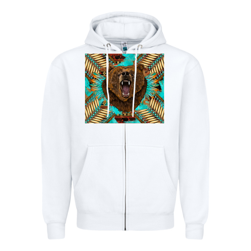Bear Native American  Tumbler Zipper Hoodie by BarkalooDesign | Teevron