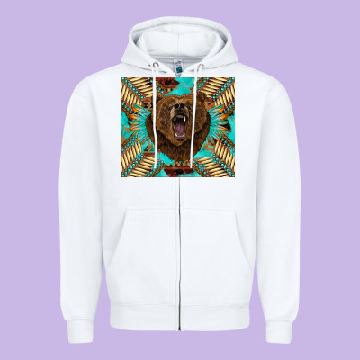 Bear Native American  Tumbler Zipper Hoodie Designed By Barkaloodesign