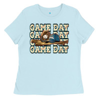 Baby Blue game day baseball Ladies Tee - HowdyJamesFarm