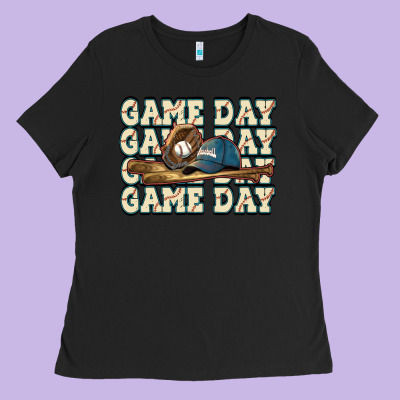 Game Day Baseball Ladies Tee Designed By Howdyjamesfarm