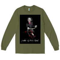 Army Green Saw I Want To Play A Game Picture Long Sleeve Tee - maiPhamDesign