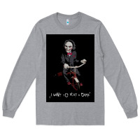 Heather Grey Saw I Want To Play A Game Picture Long Sleeve Tee - maiPhamDesign