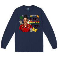 Navy Juneteenth black Nurse magic Long Sleeve Tee - FaDigitalArtStudio