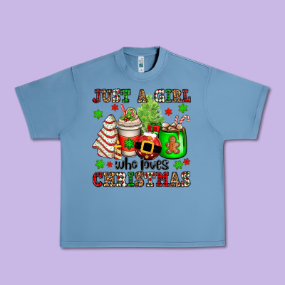 Just A Girl Who Loves Christmas Urban Heavy Tee Designed By Oliviacreatesart