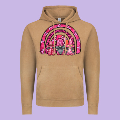 Breast Cancer Rainbow Gnomes Vintage Hoodie Designed By Fadigitalartstudio
