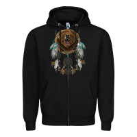 Black bear  native dreamcatcher Zipper Hoodie - BarkalooDesign