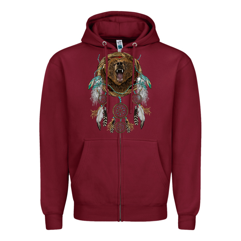 Bear  Native Dreamcatcher Zipper Hoodie by BarkalooDesign | Teevron