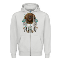Dove Grey bear  native dreamcatcher Zipper Hoodie - BarkalooDesign