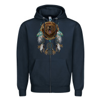 Navy bear  native dreamcatcher Zipper Hoodie - BarkalooDesign