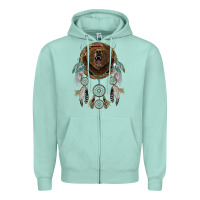 Seafoam bear  native dreamcatcher Zipper Hoodie - BarkalooDesign
