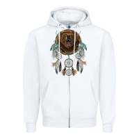 White bear  native dreamcatcher Zipper Hoodie - BarkalooDesign